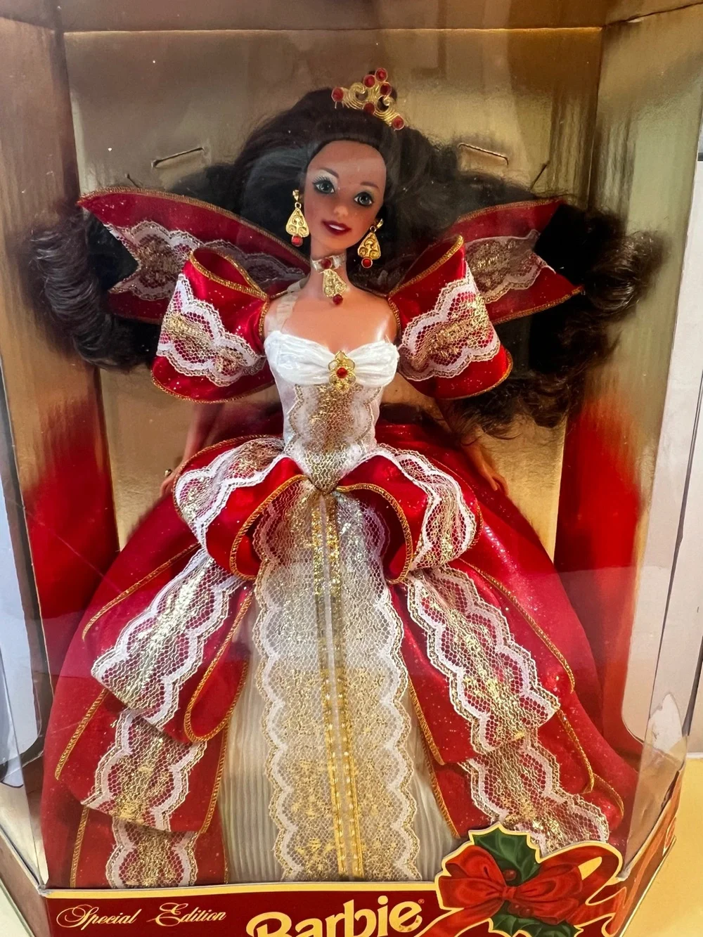Mattel Holiday Barbie in Red, White & Gold Festive Gown